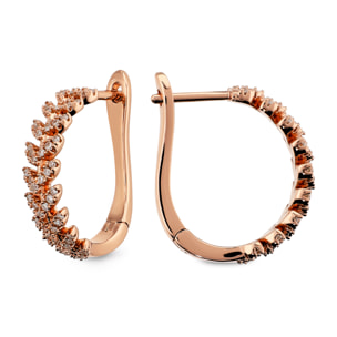 Orecchini a Cerchio con Elementi a Foglia in Cubic Zirconia