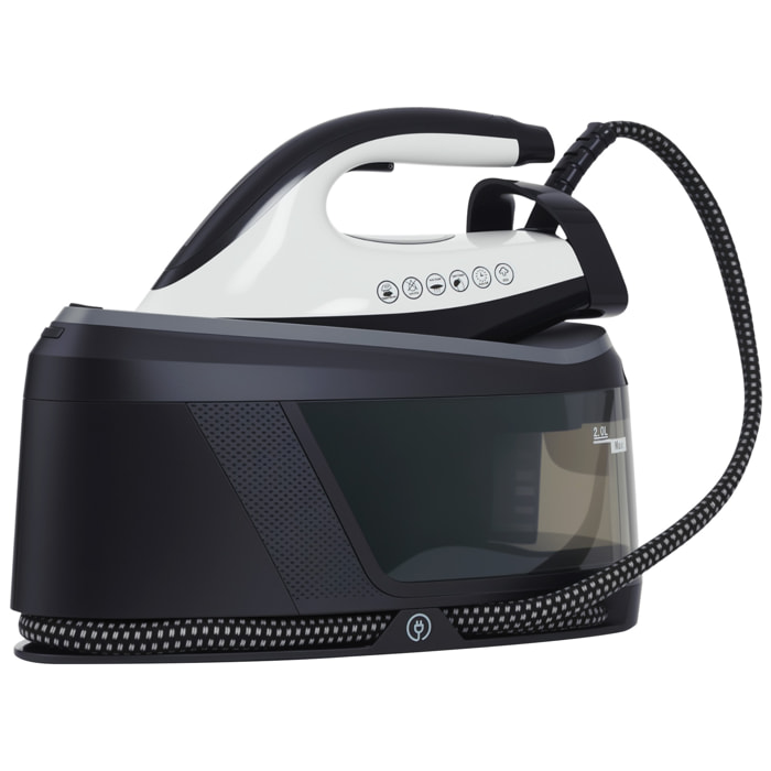 Centro de Planchado 2800W 100 g/min 8 Bares Función ECO Suela de Cerámica Doble Capa Planchado Vertical Potente Apagado Automático Sistema Antical Autolimpieza Depósito Extraíble 2 L Azul