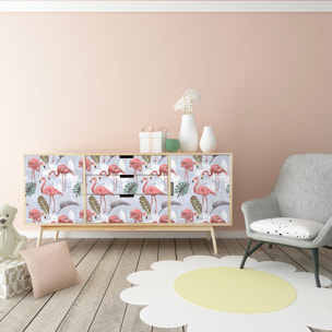 Sticker meuble tropical flamants roses 60 x 90 cm