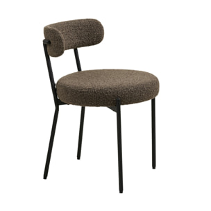 Ivanec - lot de 2 chaises - en tissu bouclette - Marron