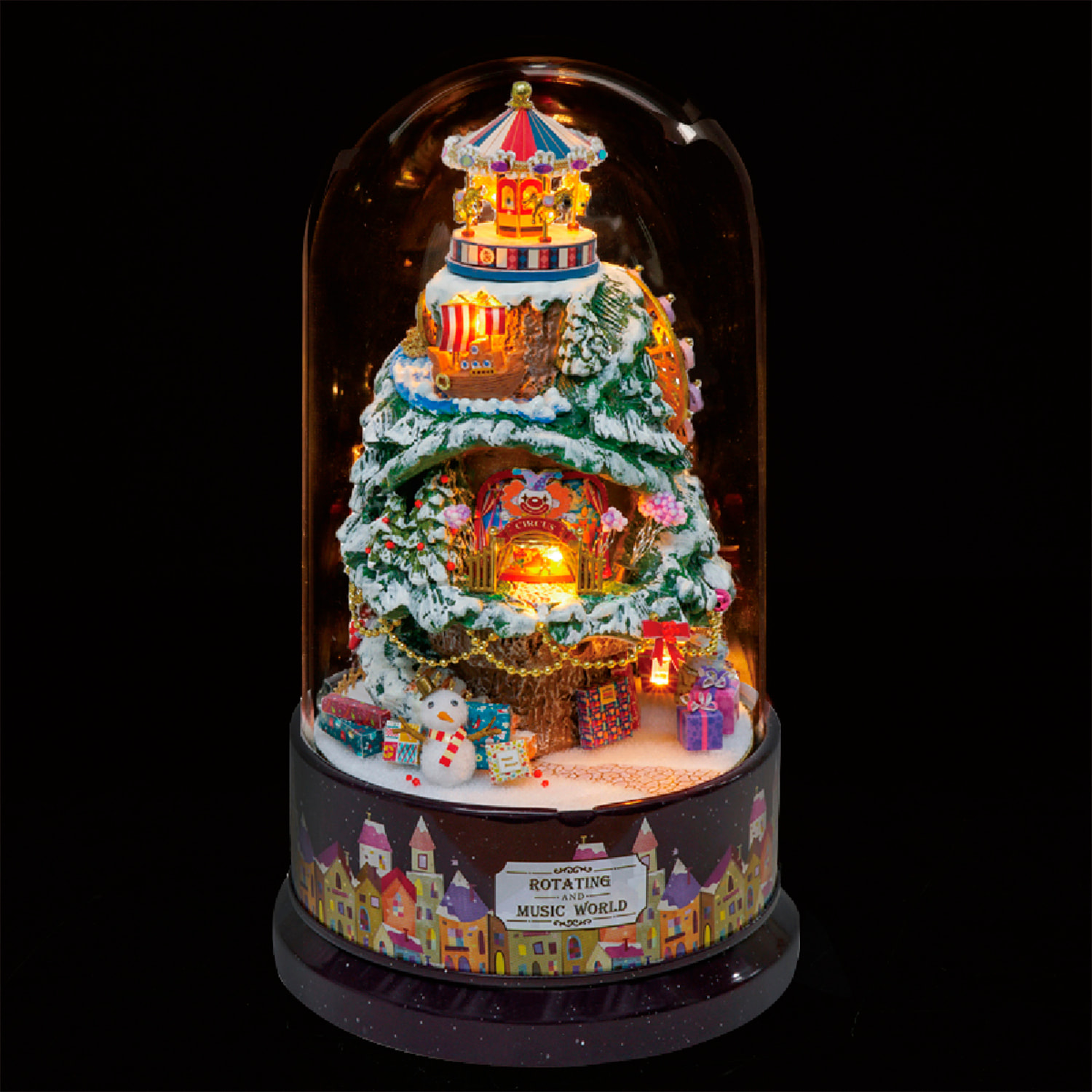Paraíso de nieve. Maqueta 3D realista con gran detalle, cubierta antipolvo, luces led y base giratoria con música.