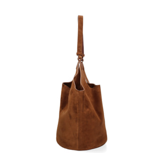 Borsa a spalla da donna - Modello Lisboa - Pelle Scamosciata - 27.0 x 38.0 x 21.5 cm