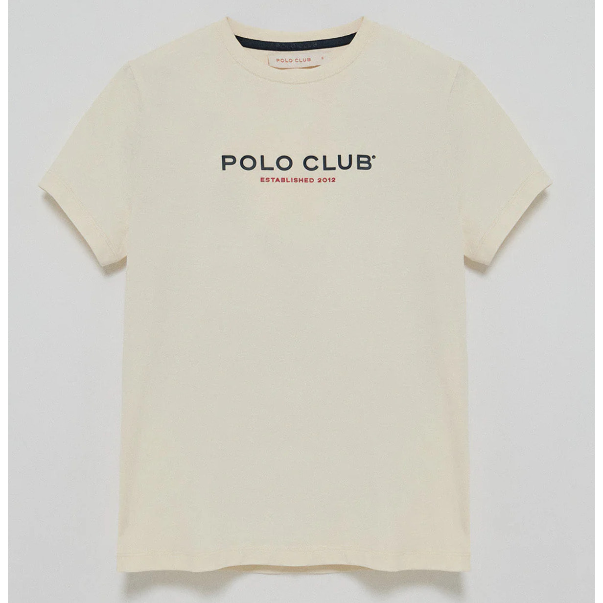 Camiseta básica color crudo con logo engomado Polo Club