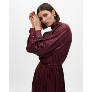 Vestito collo alto con cintura effetto cerato