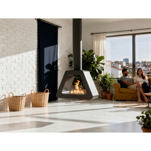 Cheminée éthanol à toit triangulaire en acier