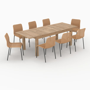 Table et chaises de jardin 8 personnes en bois et résine - Sirivara