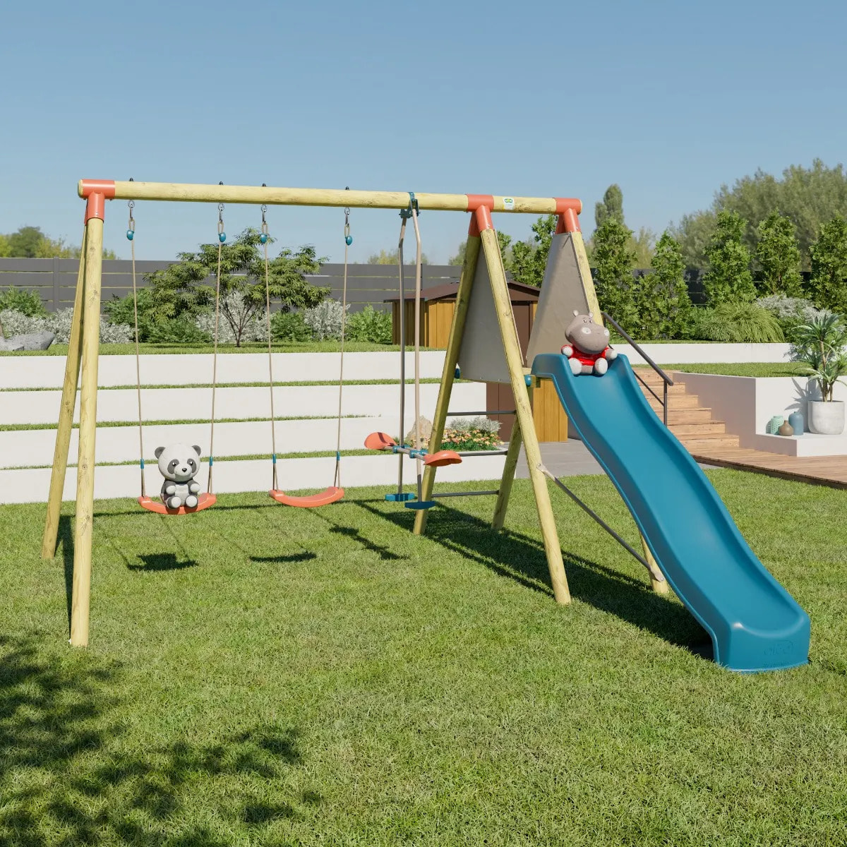 Balançoire en bois 2,30 m Topwood AZUKI 2 - 6 enfants