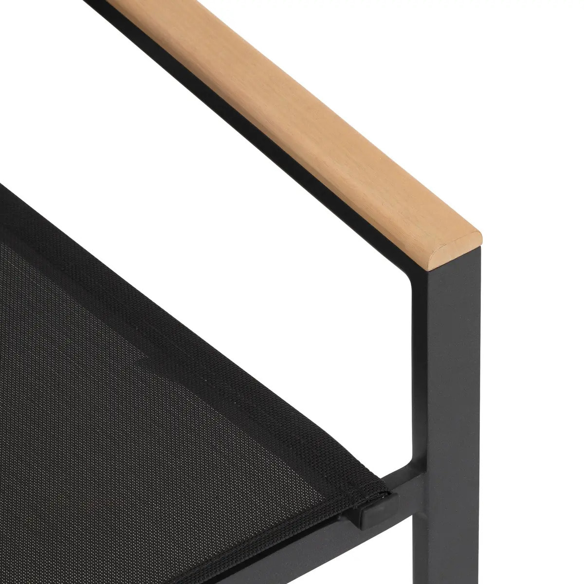 Fauteuil de jardin empilable "Essentia" graphite et acacia en aluminium traité en epoxy