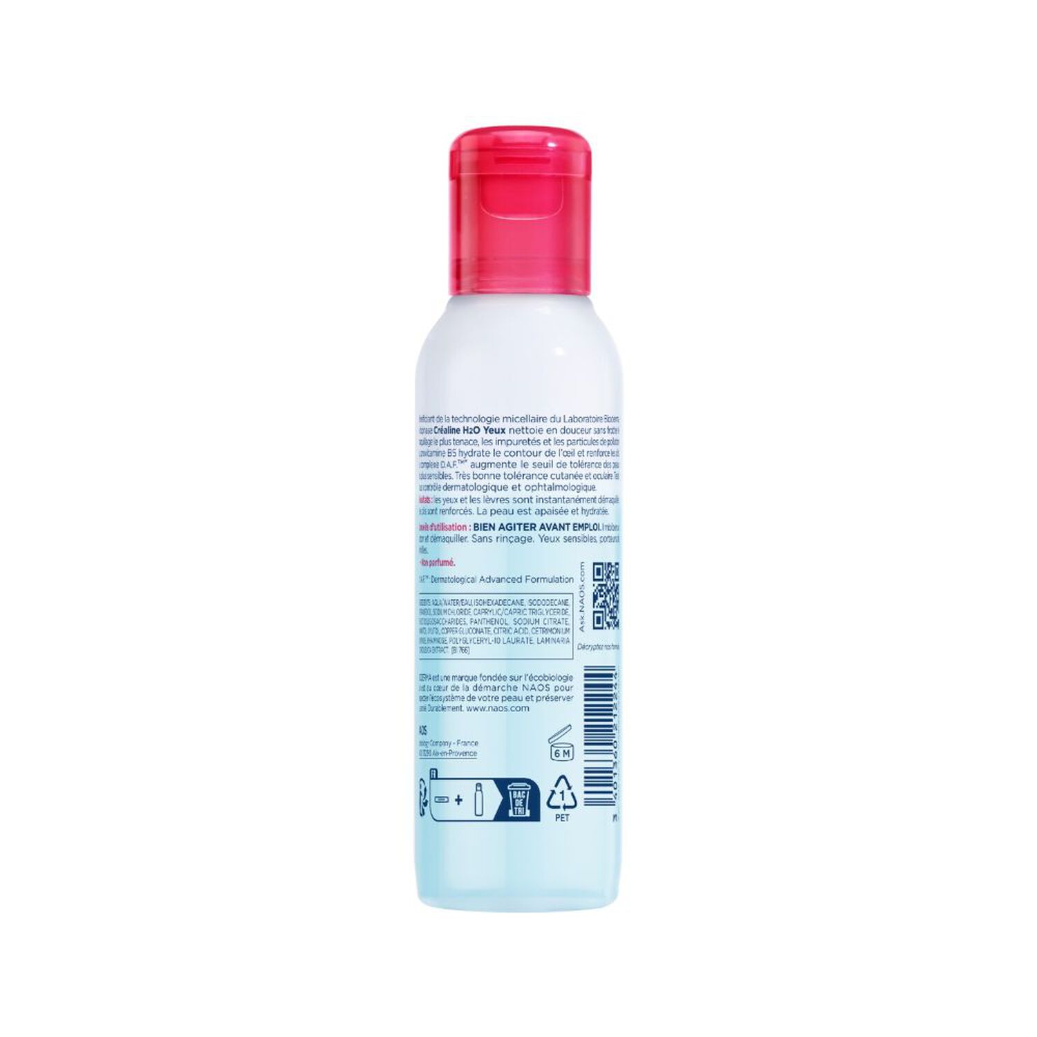 Créaline H2O - Démaquillant Waterproof Biphase Micellaire - Yeux Sensibles et Lèvres - 125ml