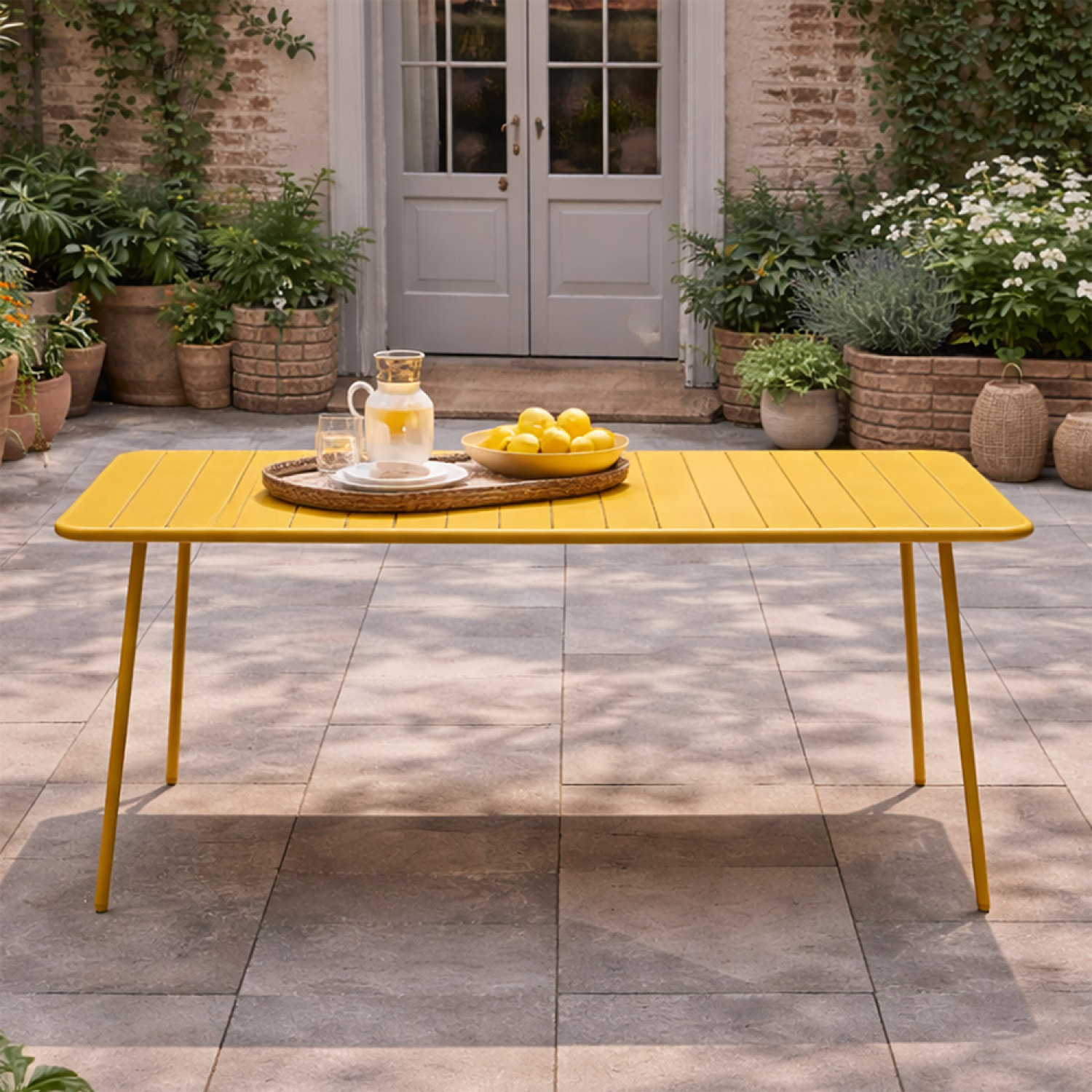 EVORA Table de jardin 6 places 160cm jaune
