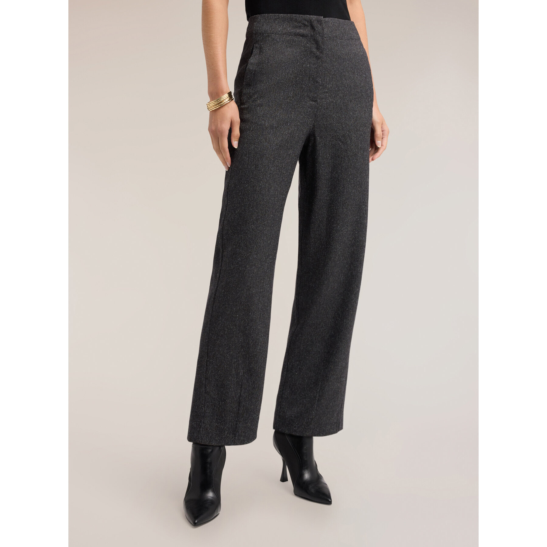 Motivi - Pantalones barrel de tweed - Gris