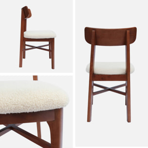 Chaise vintage bois d'hévéa et bouclette (lot de 2) THÉA