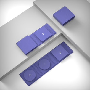 Base di ricarica portatile pieghevole in pelle. Magsafe 15W + Qi 5W + SmartWatch 3W.