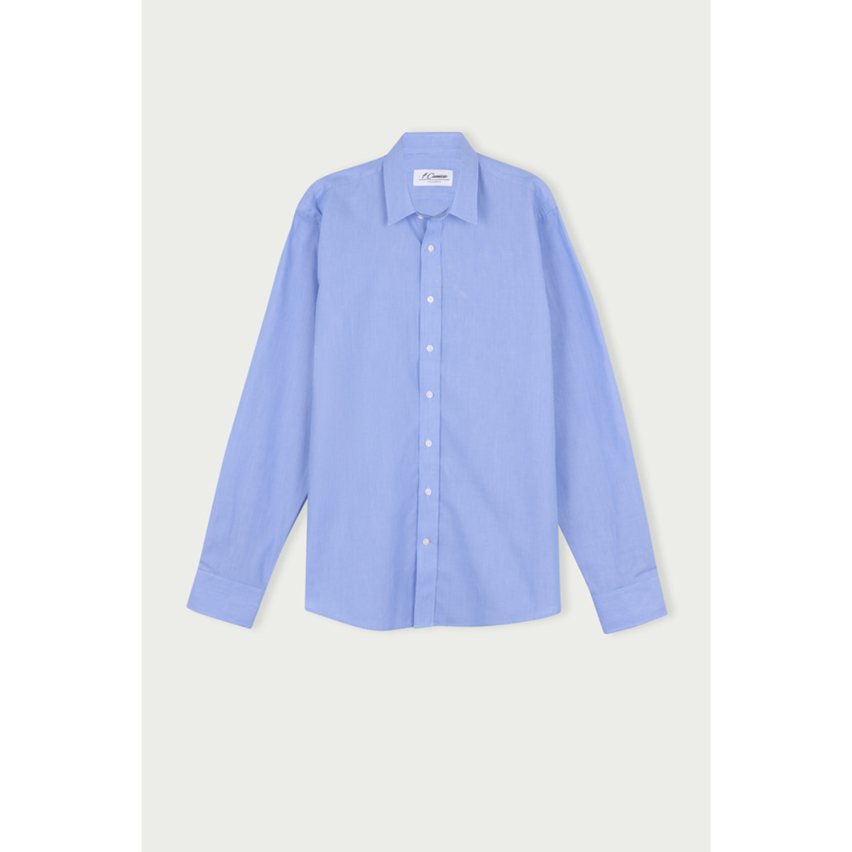 Camicia Uomo 1 Bottone Italiano Slim Popeline Riga Stretta Blu Inchiostro\Bianco