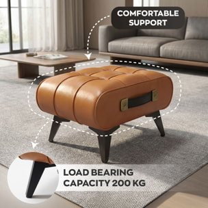 Kumo - Sgabello Pouf Ottomano Moderno 35,5x25x30 cm Poggiapiedi in Similpelle Cuoio