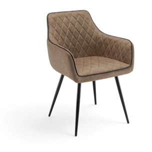 Set di 2 poltroncine LEON in similpelle cammello e gambe nere