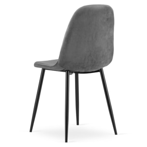 Sedia Padva in velluto grigio scuro con gambe nere