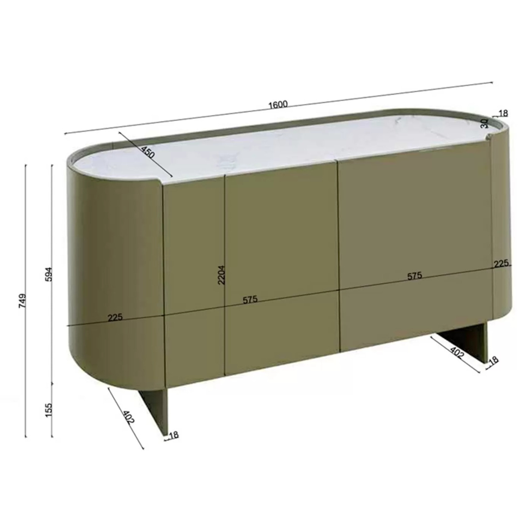 Buffet Eliano kaki Kare Design