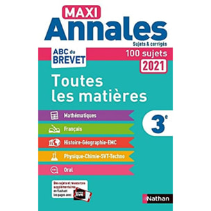 Mora, Gilles | Maxi-Annales ABC du Brevet 2021 - Toutes les matières 3e : Maths - Français - Histoire-Géographie EMC (Enseignement moral et civique) - Physique-Chimie - SVT - Technologie - Oral - Sujets et corrigés | Livre d'occasion