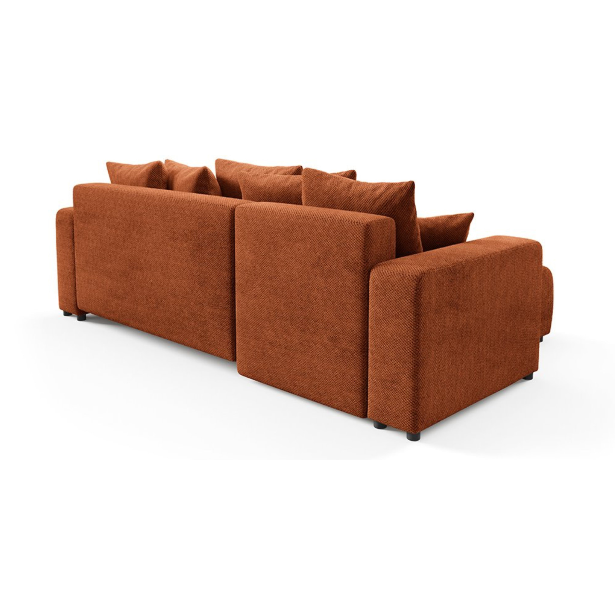 GLORIA - Canapé d'angle gauche convertible 4 places en tissu terra