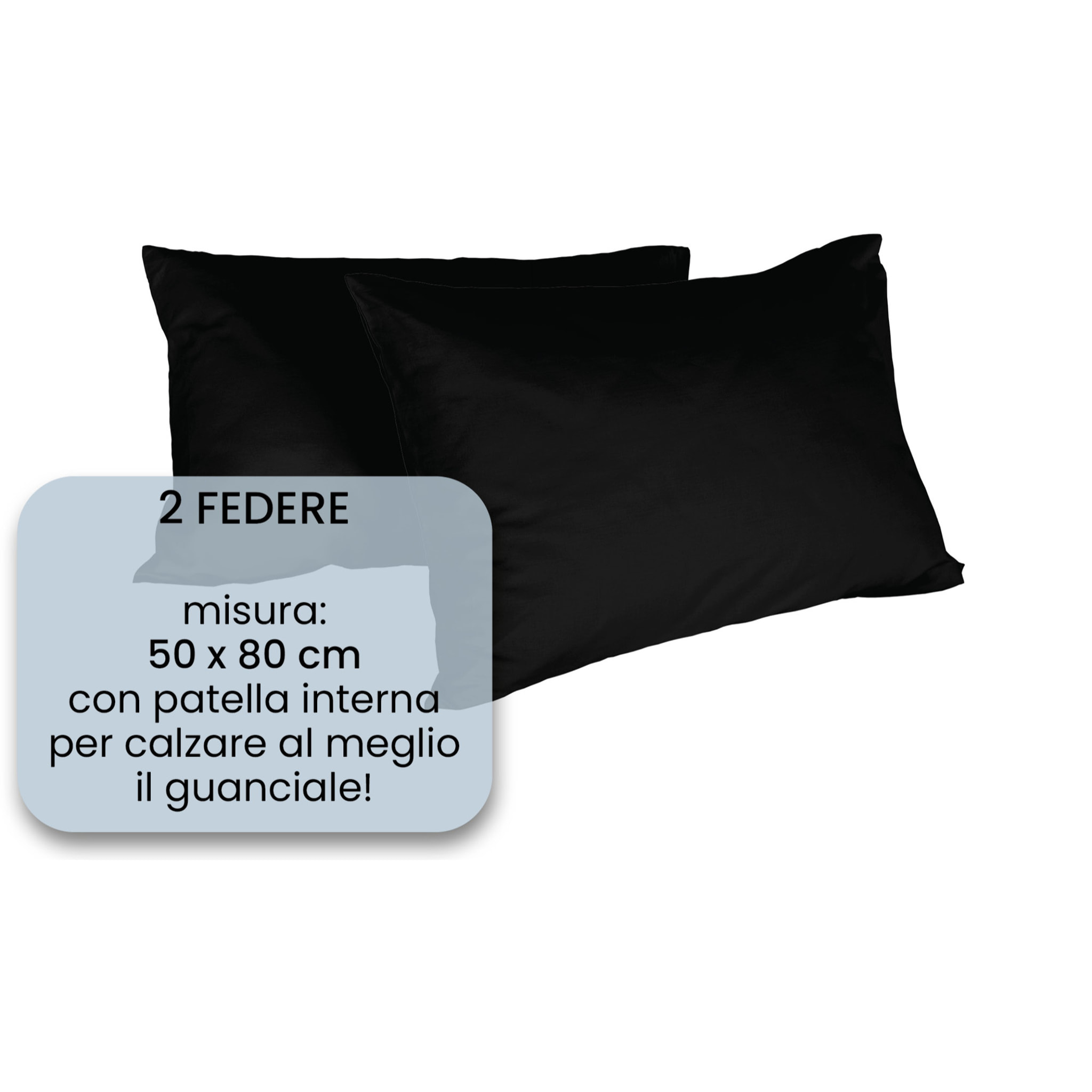 COPPIA FEDERE MAX COLOR, 100% Cotone, Made in Italy - NERO