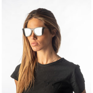 Gafas de sol PALO ALTO ARLES - Negro transparente / De espejo plateada y patillas de metal negro mate