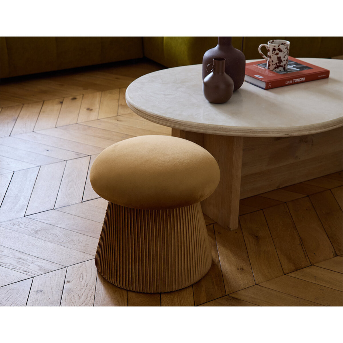Bobly - pouf - en velours - Ocre
