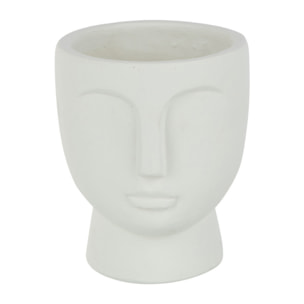J-Line cache-pot Visage - ciment - blanc - medium - Ø 18 cm
