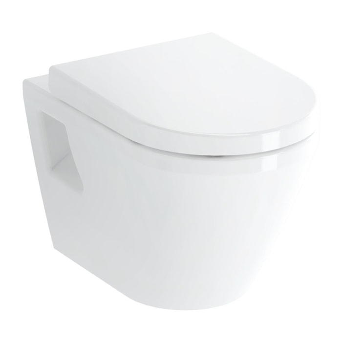 Pack WC Bati-support Geberit Duofix + WC suspendu Vitra Integra + Abattant en Duroplast + Plaque blanche