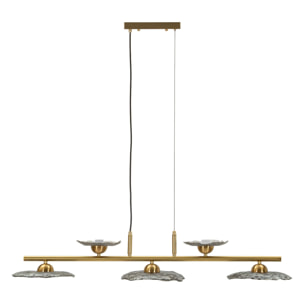 LAMPADARIO EMILY 5 LUCI VETRO GRIGIO CM 100X24X18