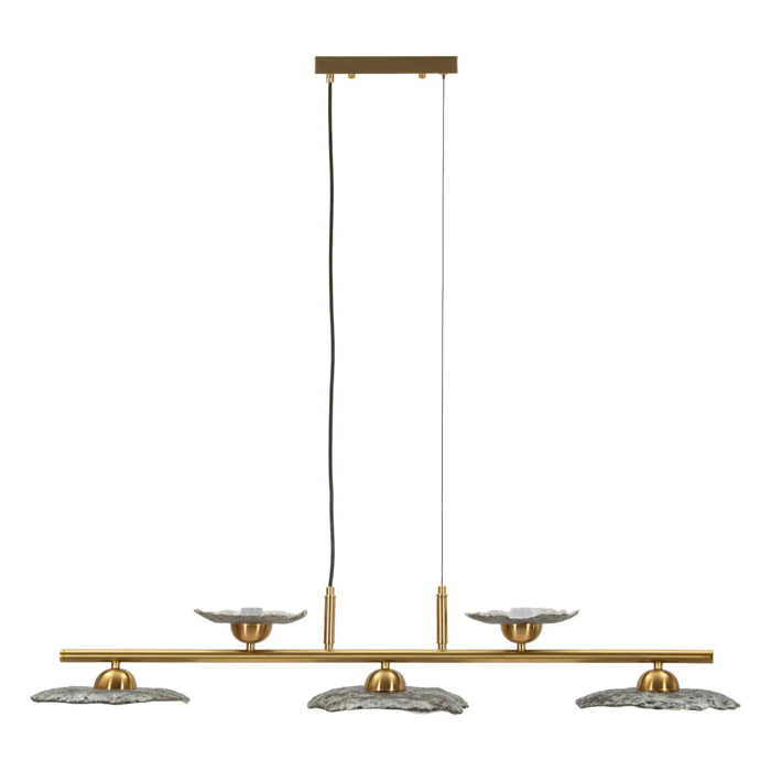 LAMPADARIO EMILY 5 LUCI VETRO GRIGIO CM 100X24X18