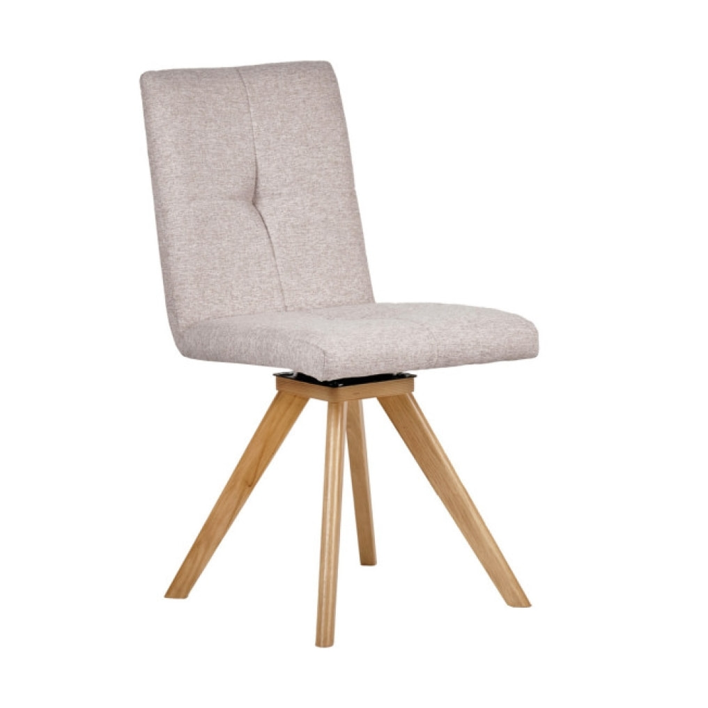 Chaise rotative en tissu & piètement en chêne - 3 coloris - HORTENSE