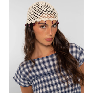 Gorro casquete de mujer calado con abalorios gota