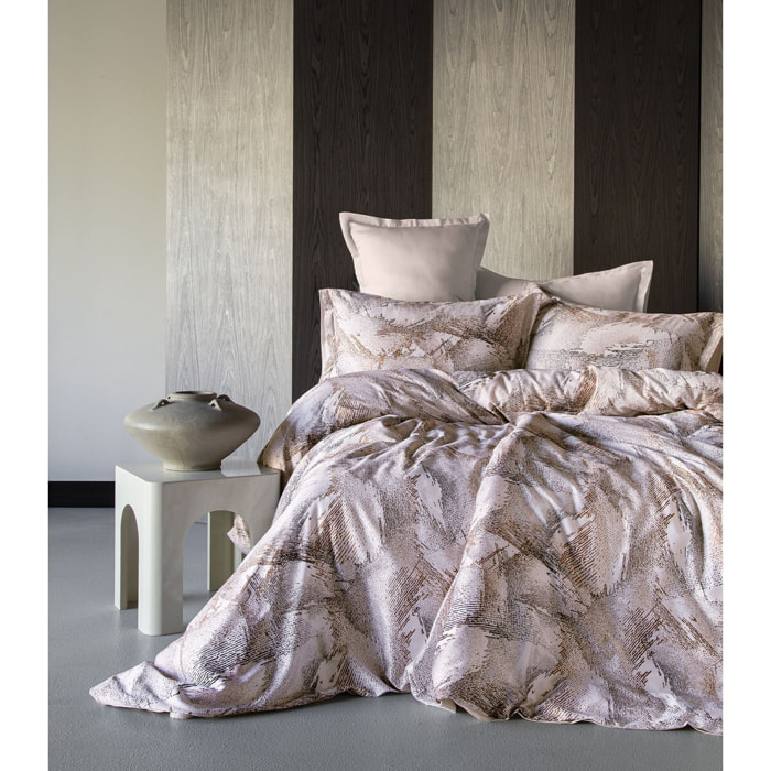 Parure housse de couette et taies oreiller 100% Satin de Coton imprimé