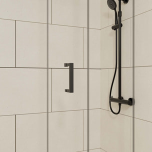 Porte de douche + Retour 120x90x200 cm - Verre 6 mm - Profilé Noir - CRUSH