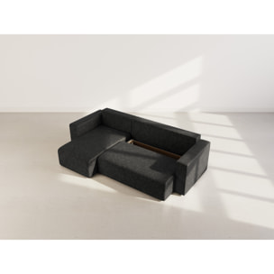 Topaze - canapé d'angle réversible 4 places convertible avec coffre en simili - Noir
