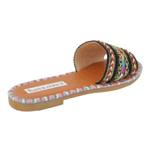 Ciabatte con fascia ricamata multicolore