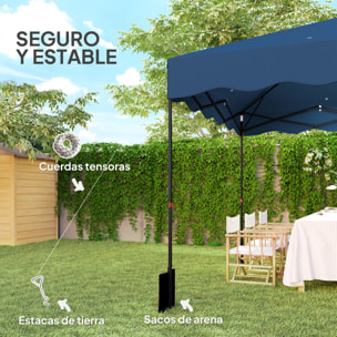 Carpa Plegable Pop-up Gazebo 3x3 m Cenador Plegable con Protección UV 50+ Altura Ajustable Bolsa de Arena y Bolsa con Ruedas para Camping Fiestas Azul Oscuro