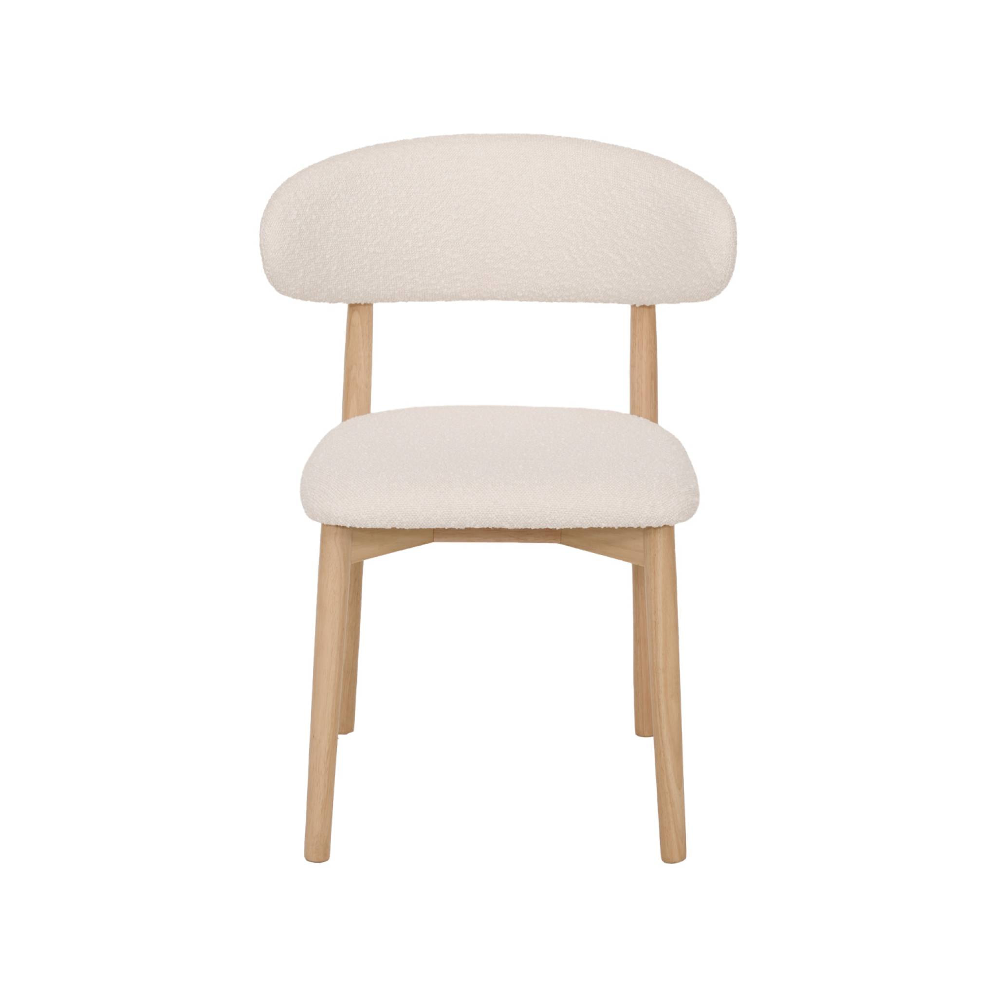 Chaise bois d'hévéa et tissu bouclette (lot de 2)  PAOLA