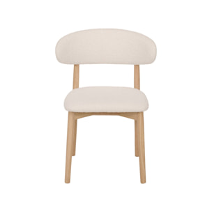 Chaise bois d'hévéa et tissu bouclette (lot de 2)  PAOLA