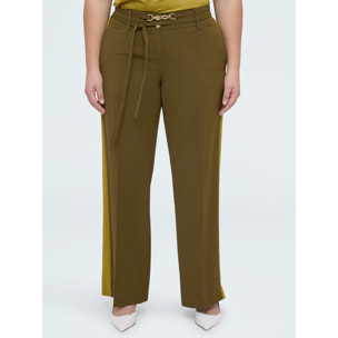 Fiorella Rubino - Pantalones Wide Leg bicolor - Verde militare