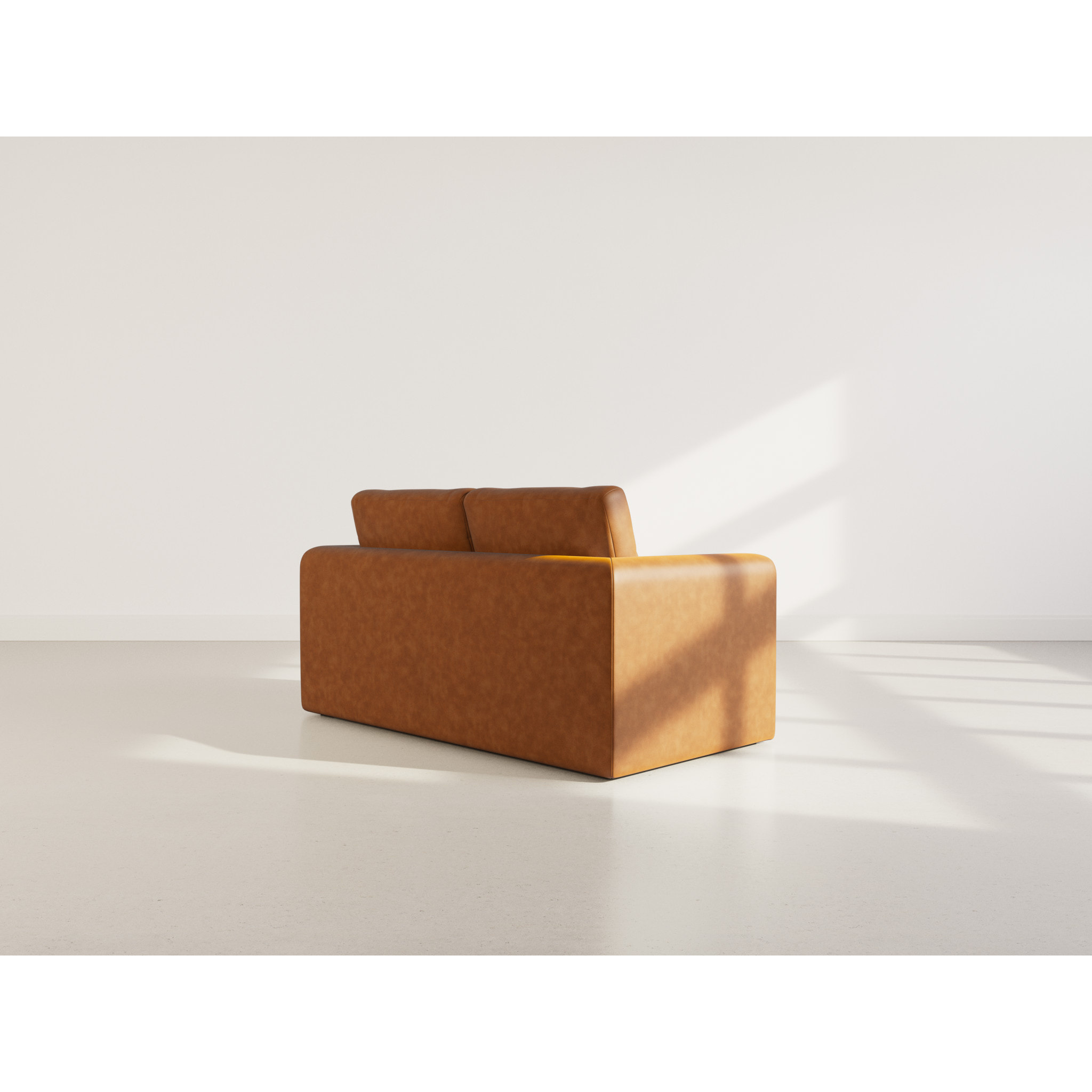 Marilia - canapé 2 places convertible déplimousse en simili - Cognac