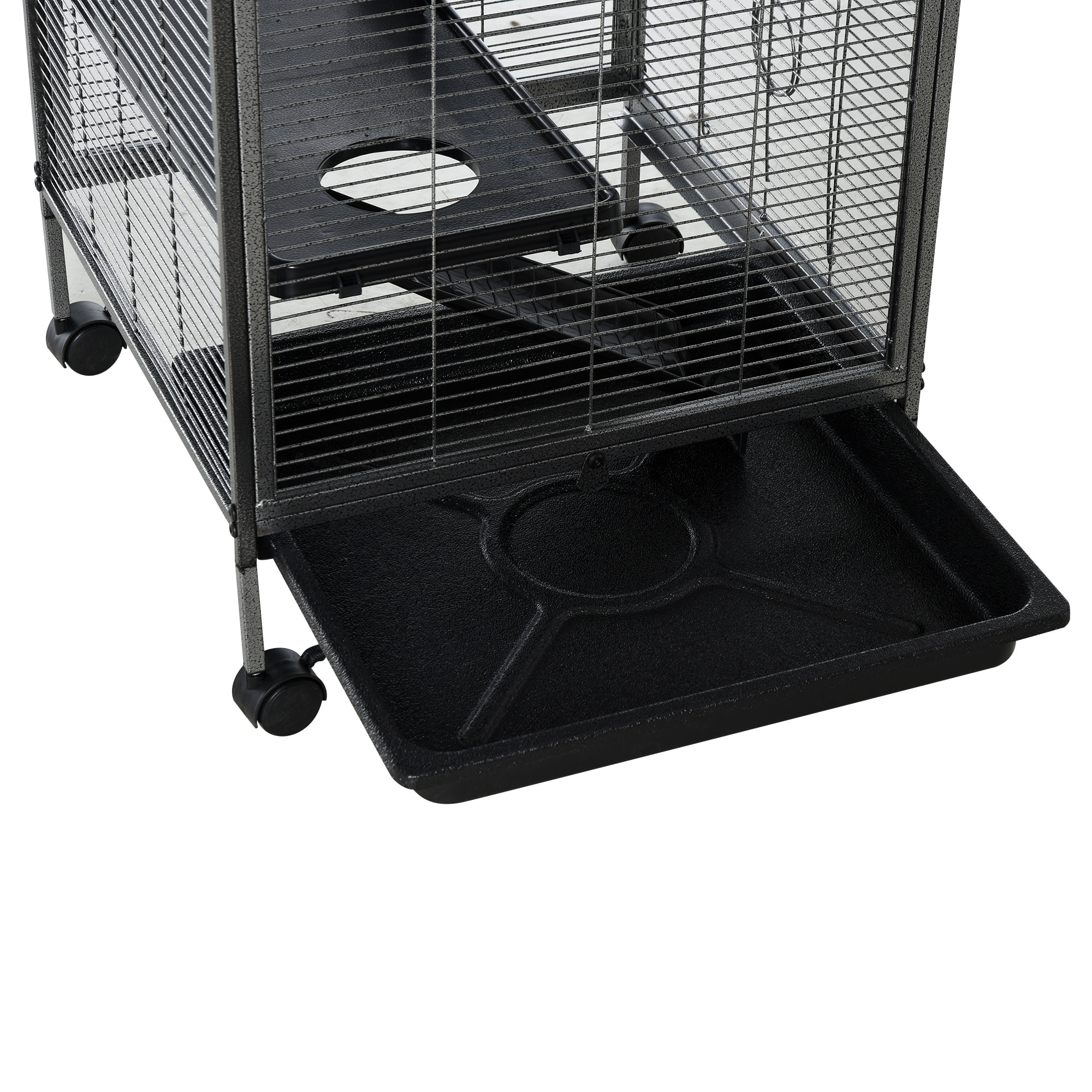 Cage pour petits animaux portable avec 2 portes hamac métal PP 52 x 52 x 113,5 cm gris