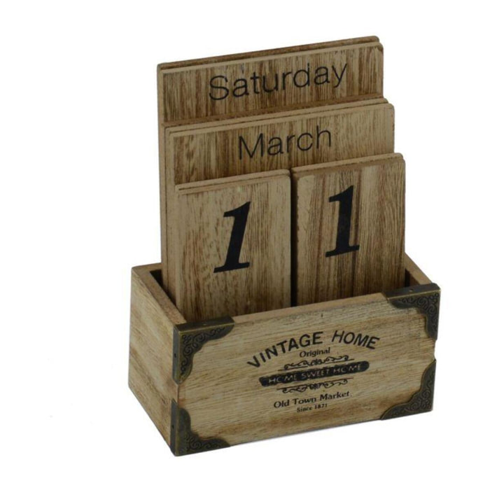 Calendario in legno vintage home cm12x6h15
