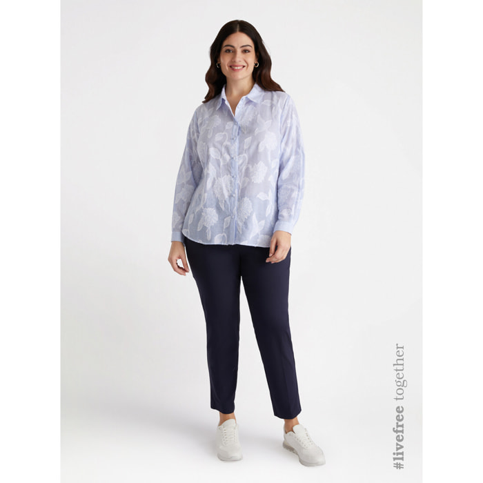 Fiorella Rubino - Camisa de rayas con elaboración floral - Light - blue