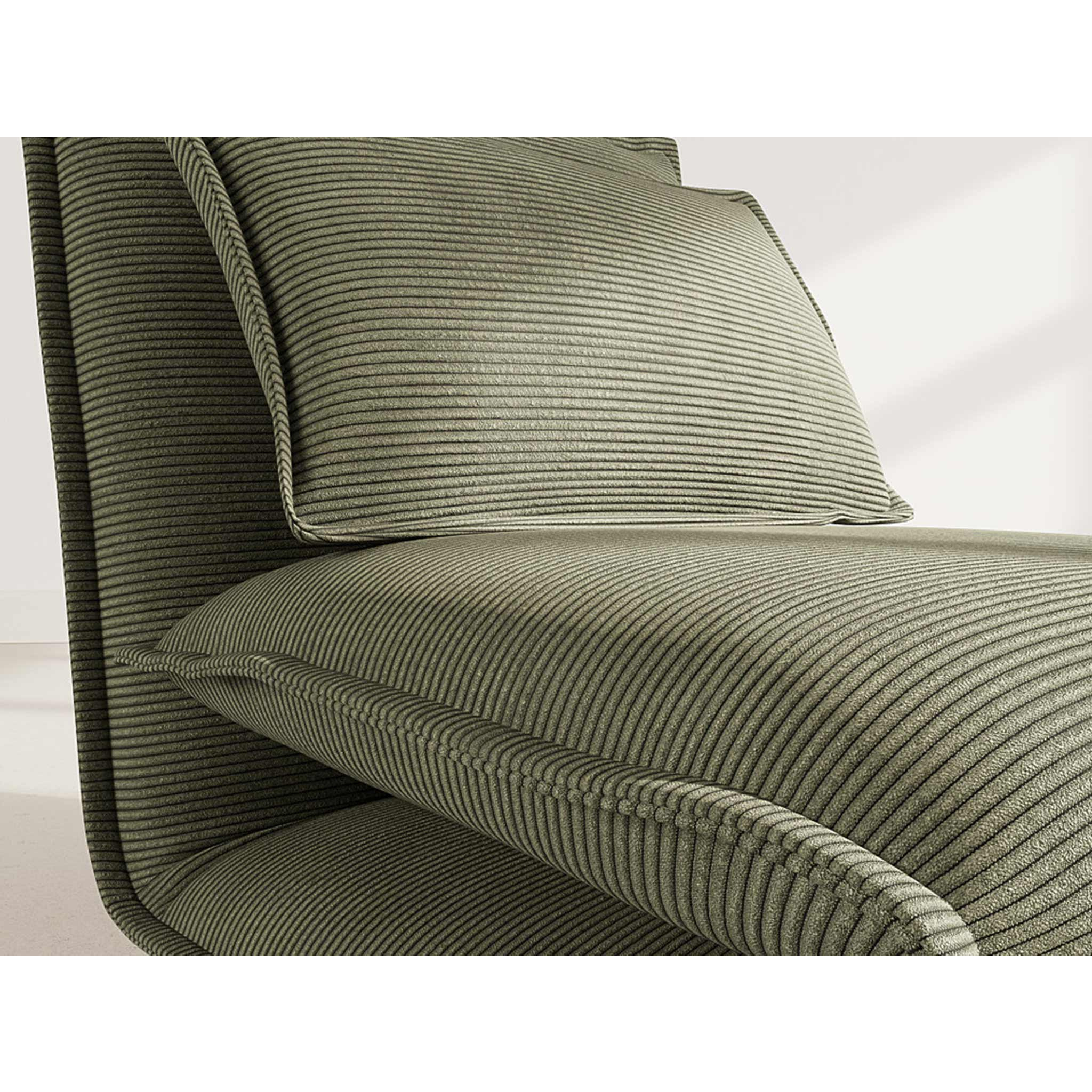 Candice - Banquette 1 place convertible clic-clac en velours côtelé - Vert