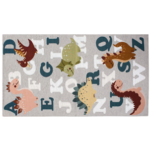 TAPPETO CAMERETTA DINOSAURI GRIGIO CON FONDO ANTISCIVOLO