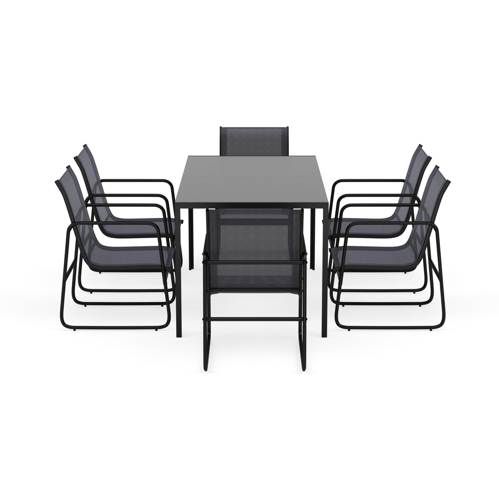 Murillo - ensemble table et chaises de jardin - 6 personnes - noir et gris - Noir / Gris