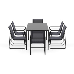 Murillo - ensemble table et chaises de jardin - 6 personnes - noir et gris - Noir / Gris