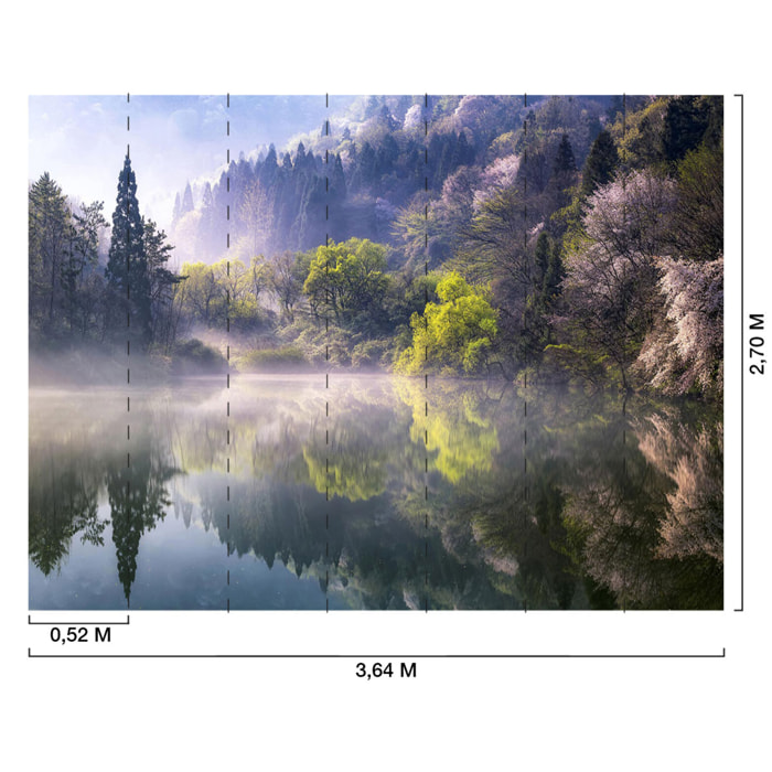 Papier peint panoramique lac de montagne Intissé